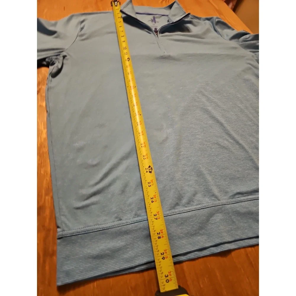 Johnnie-O Vaughn Quarter Zip Pullover Mens Large Baja Blue Striped